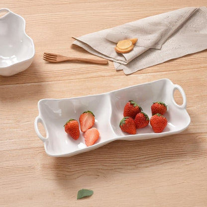Kitchen Life 2 Division Ceramic Serving Bowl White