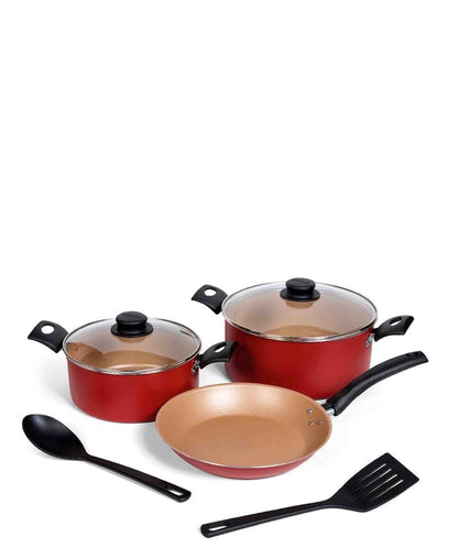 Tramontina 7 Piece Turim Non-Stick Aluminium Cookware Set - Red