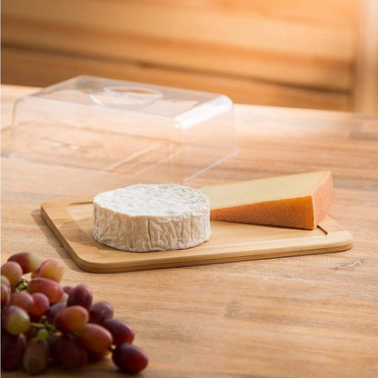 Excellent Houseware Bamboo Cheese Board with Acrylic Dome Clear & Brown