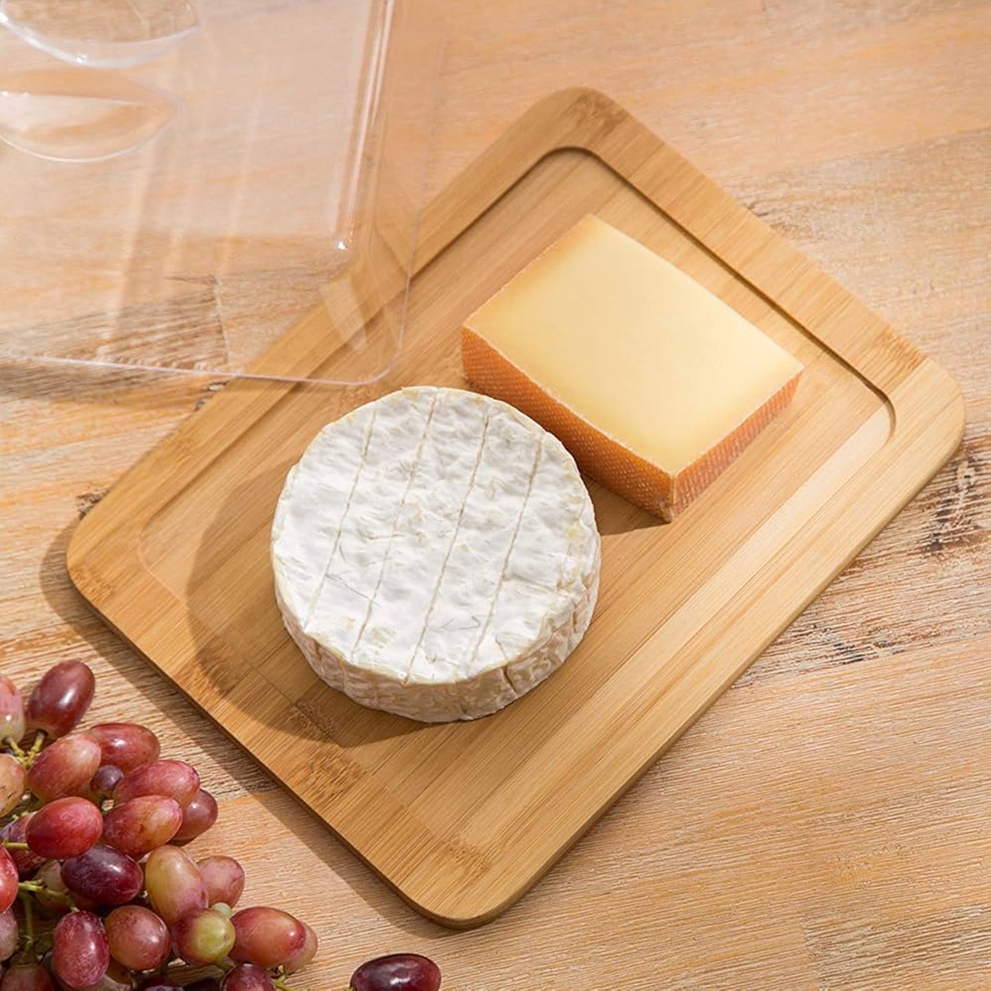 Excellent Houseware Bamboo Cheese Board with Acrylic Dome Clear & Brown