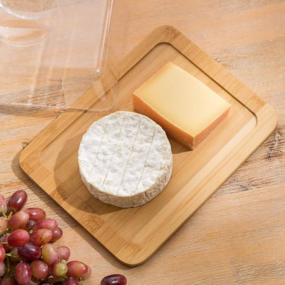 Excellent Houseware Bamboo Cheese Board with Acrylic Dome Clear & Brown