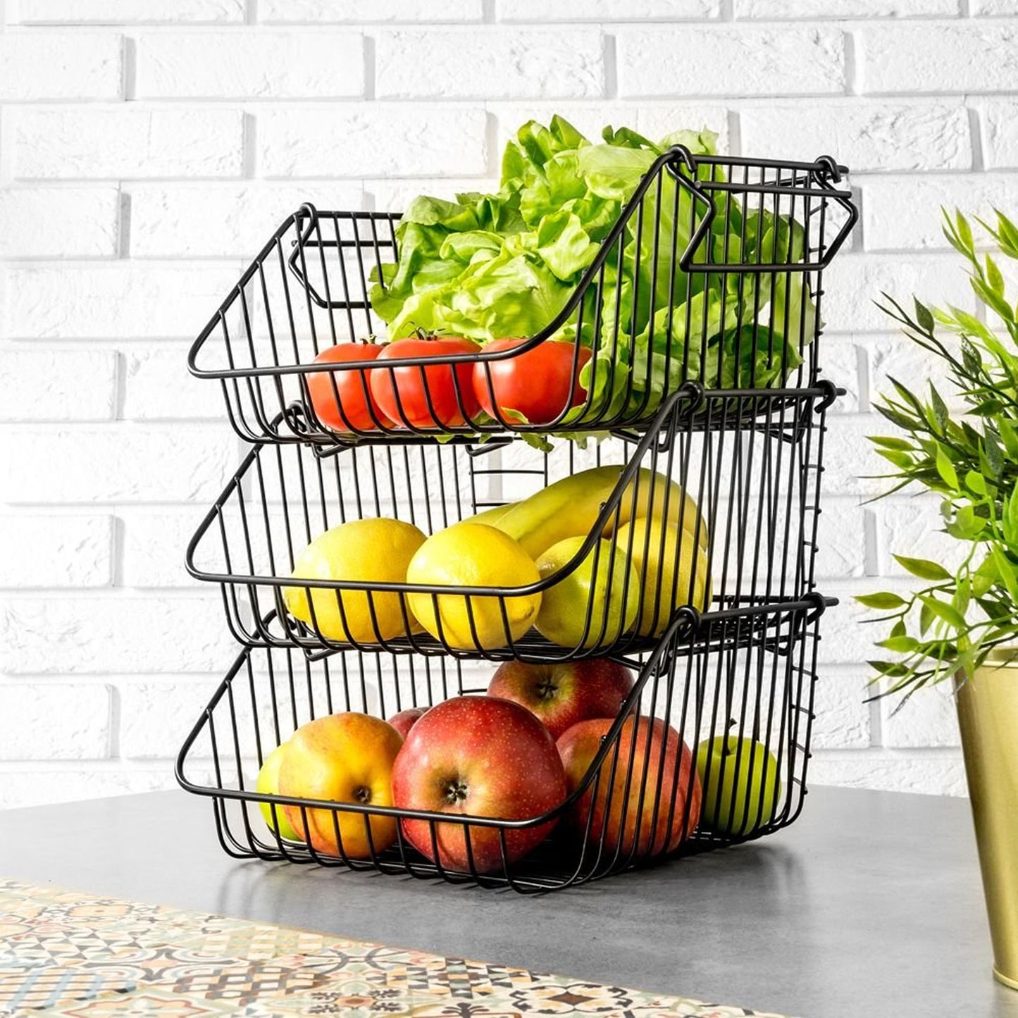 Kitchen Life Metal Basket Black