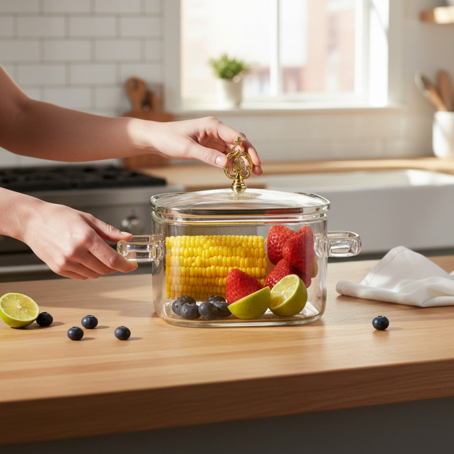 2.2Lt Square Glass Casserole Clear