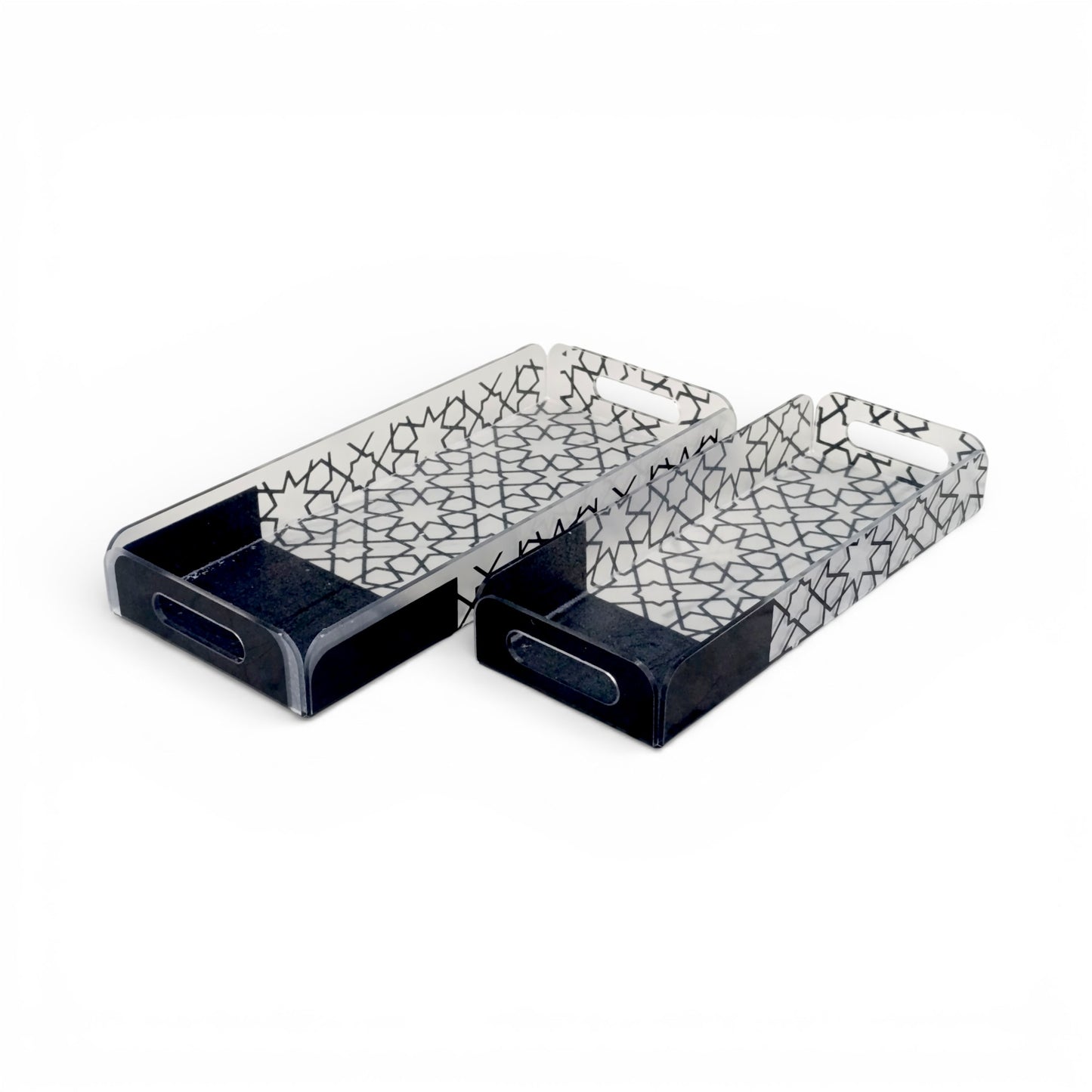 2 Piece Acrylic Tray Set Black