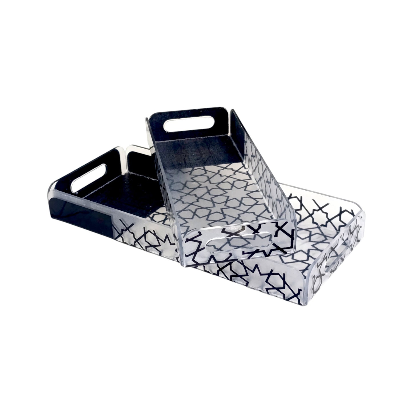 2 Piece Acrylic Tray Set Black