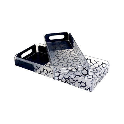 2 Piece Acrylic Tray Set Black