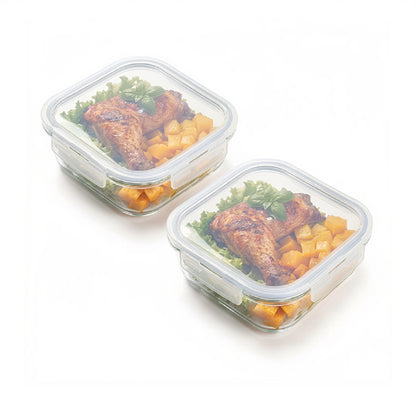 CH 1200ml 2 Piece Square Glass Container Set Clear
