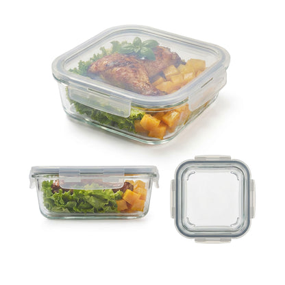 CH 1200ml 2 Piece Square Glass Container Set Clear