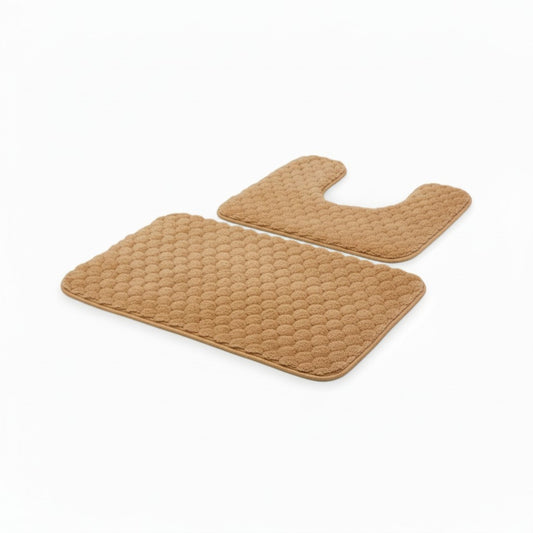 2 Piece Bathroom Mat Set Brown