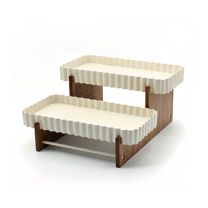 2 Tier Wooden Cake Stand Cream