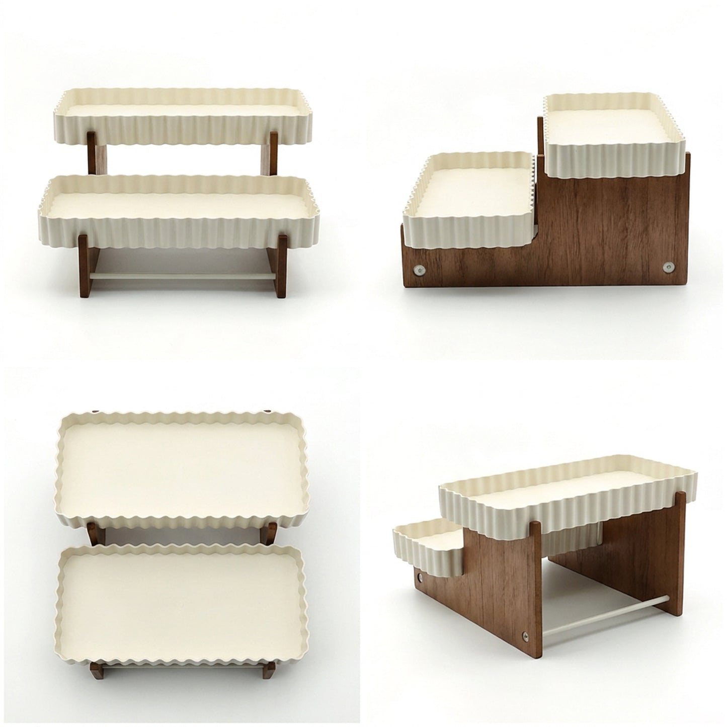 2 Tier Wooden Cake Stand Cream
