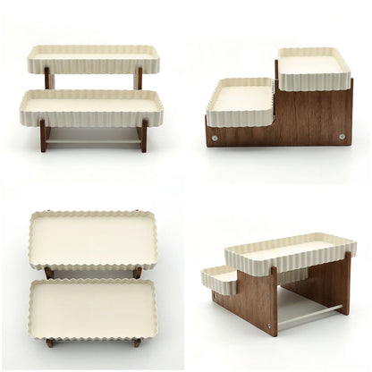 2 Tier Wooden Cake Stand Cream