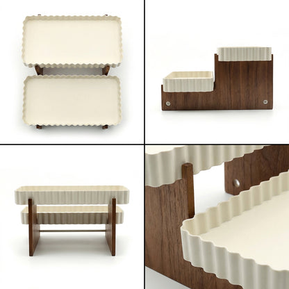 2 Tier Wooden Cake Stand Cream