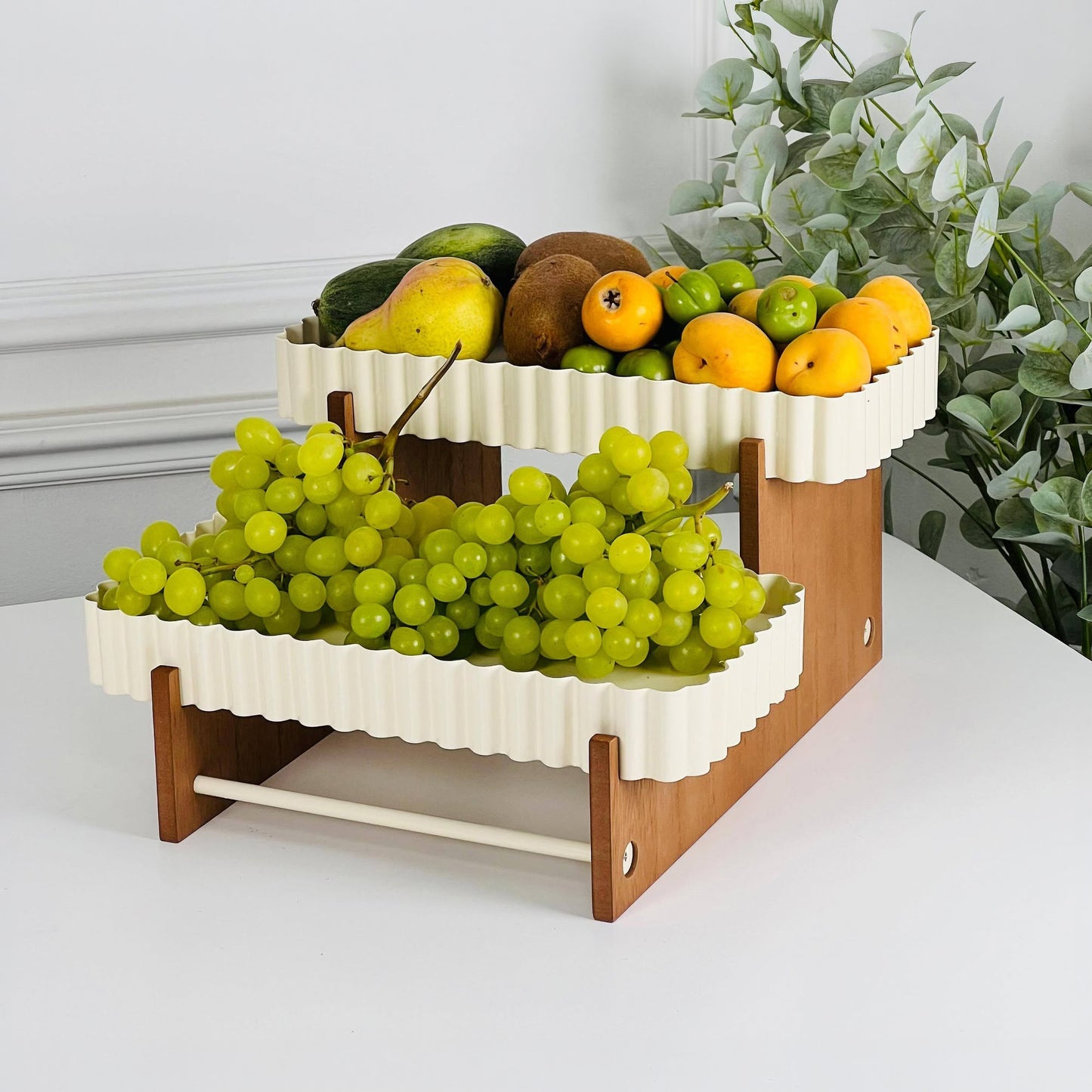 2 Tier Wooden Cake Stand Cream
