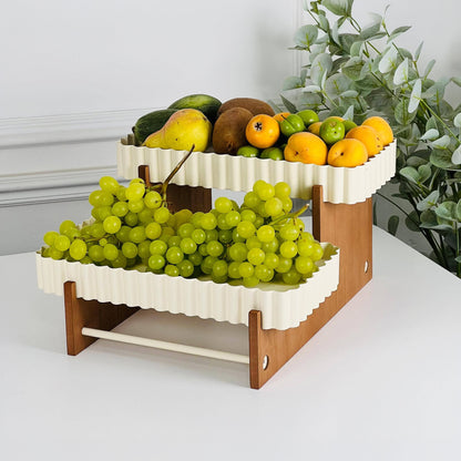 2 Tier Wooden Cake Stand Cream