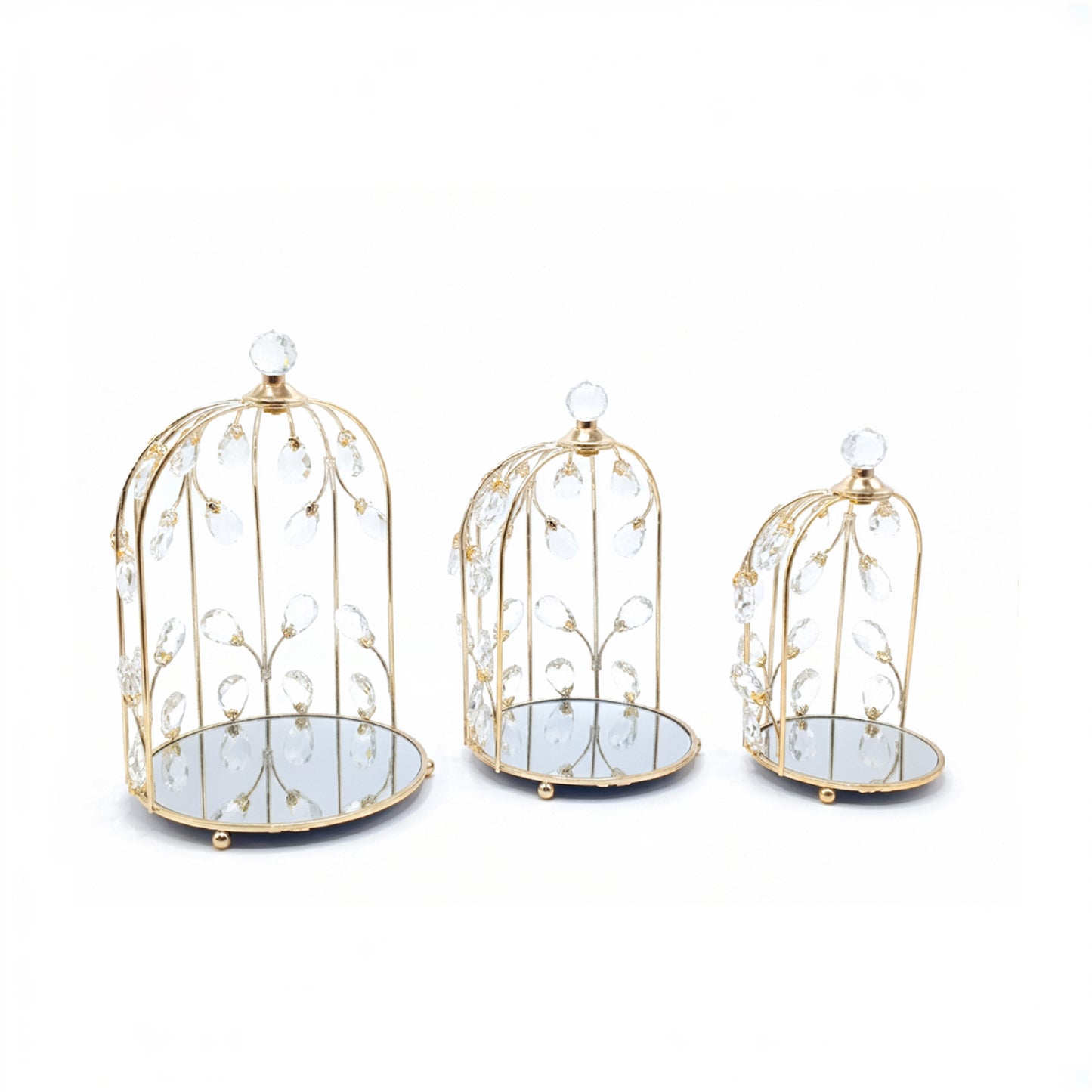 3 Piece Cage Design Dessert Server Set Gold