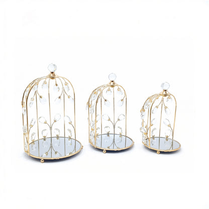3 Piece Cage Design Dessert Server Set Gold