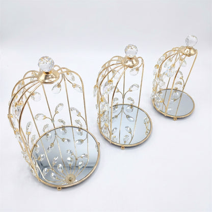 3 Piece Cage Design Dessert Server Set Gold