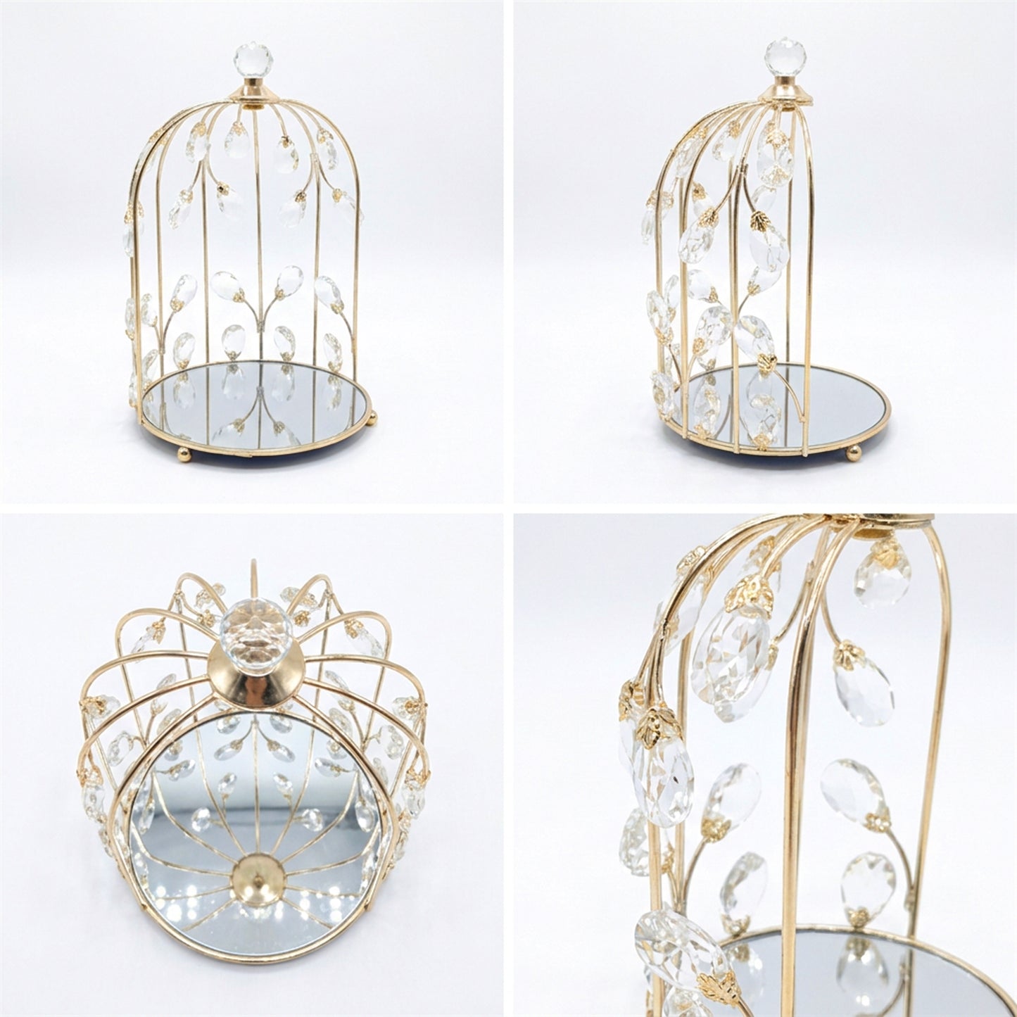3 Piece Cage Design Dessert Server Set Gold