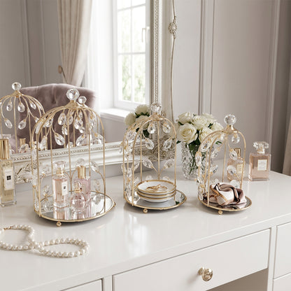 3 Piece Cage Design Dessert Server Set Gold