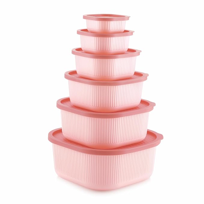 Mastercook Marina 6 Piece Square Container Set Pink