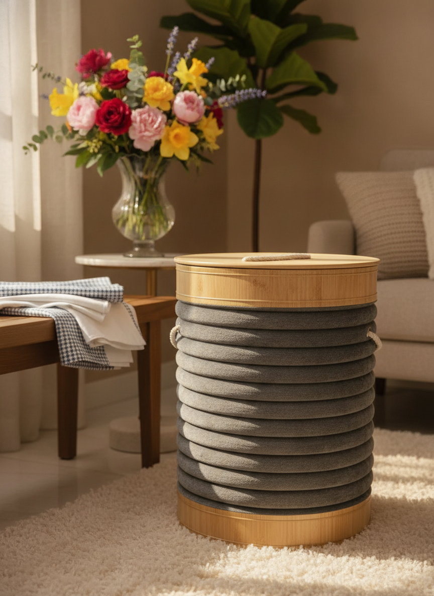 CH Round Laundry Storage Dark Grey