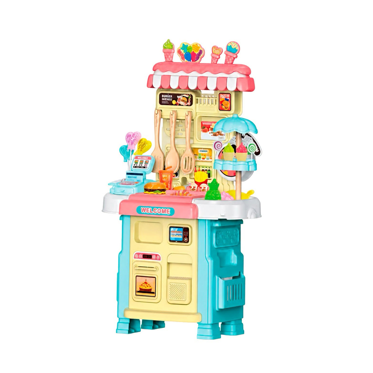 36 Piece Fast Food Kitchen Play Set Blue