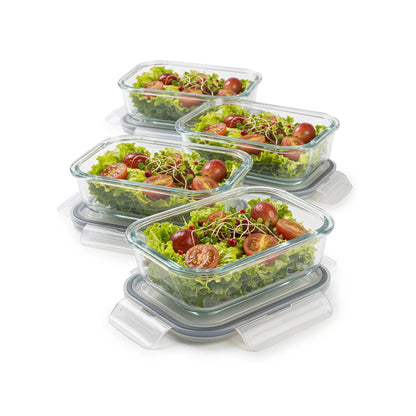 CH 370ml 4 Piece Rectangular Glass Container Set Clear
