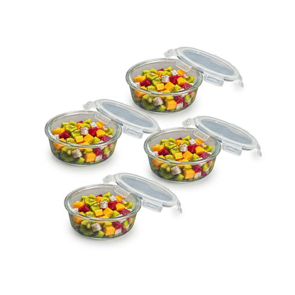 CH 390ml 4 Piece Round Glass Container Set Clear