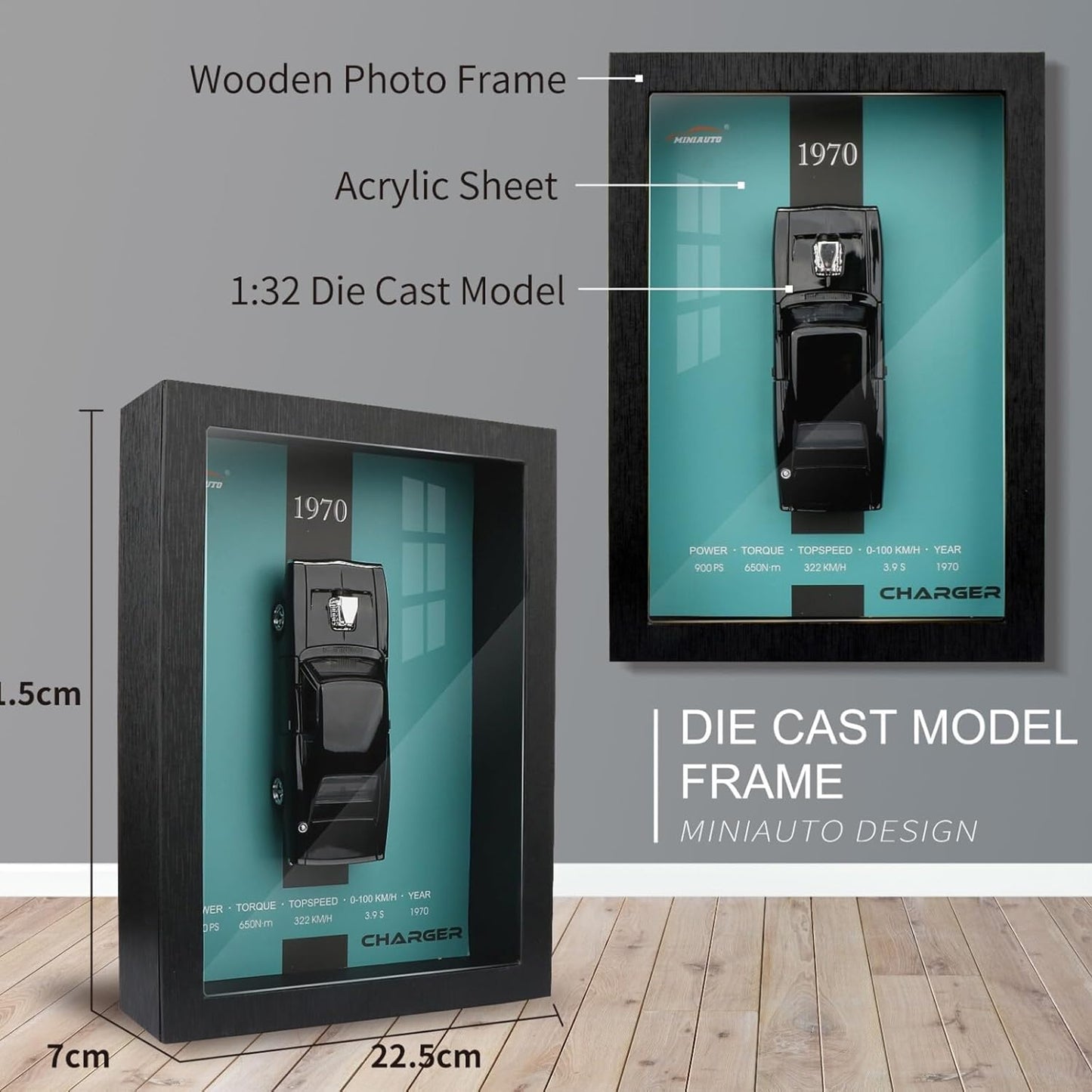 Die Cast Car Model Frame Black