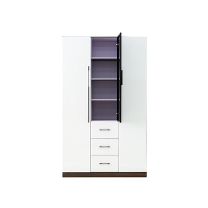3 Door Wardrobe White Wood Grain