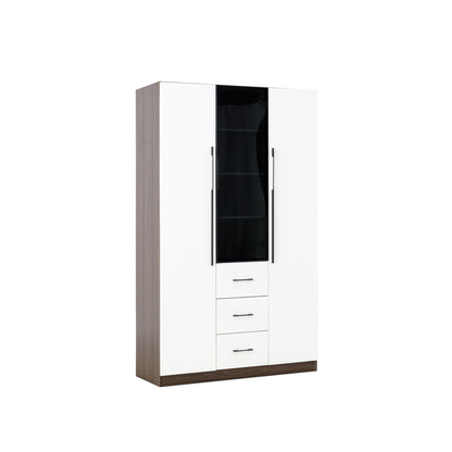 3 Door Wardrobe White Wood Grain
