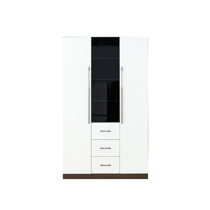3 Door Wardrobe White Wood Grain