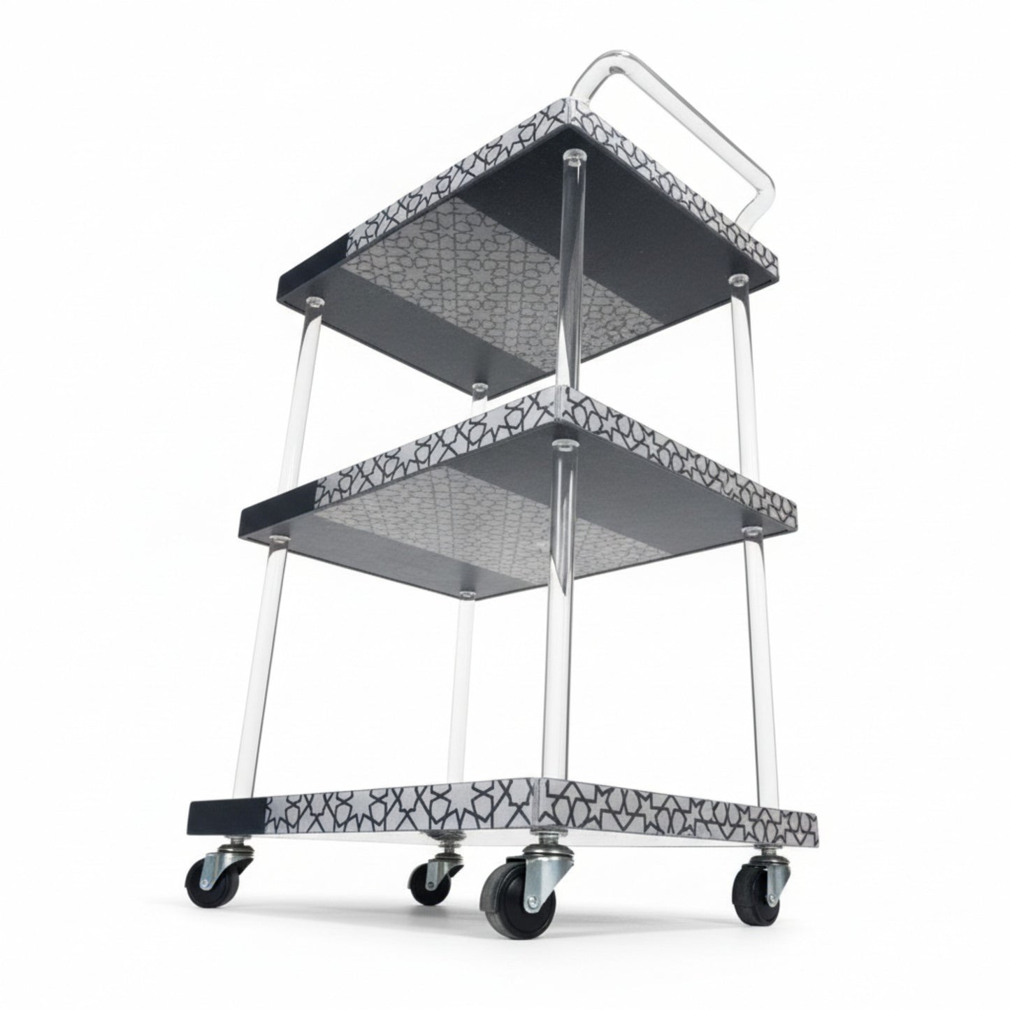3 Tier Acrylic Trolley Black