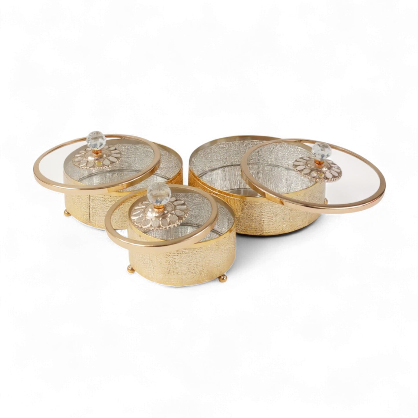 The Venice 3 Piece Cake Storage Set Gold