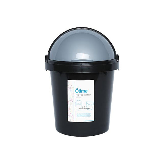 Otima 12Lt Flip Top Dustbin Black