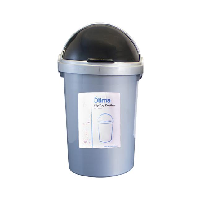 Otima 50Lt Flip Top Dustbin Black