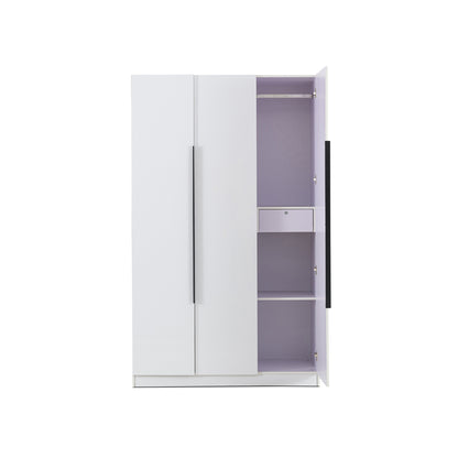 3 Door High Gloss Wardrobe White