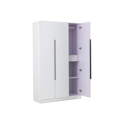 3 Door High Gloss Wardrobe White
