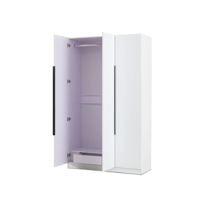 3 Door High Gloss Wardrobe White