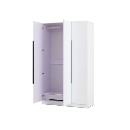 3 Door High Gloss Wardrobe White
