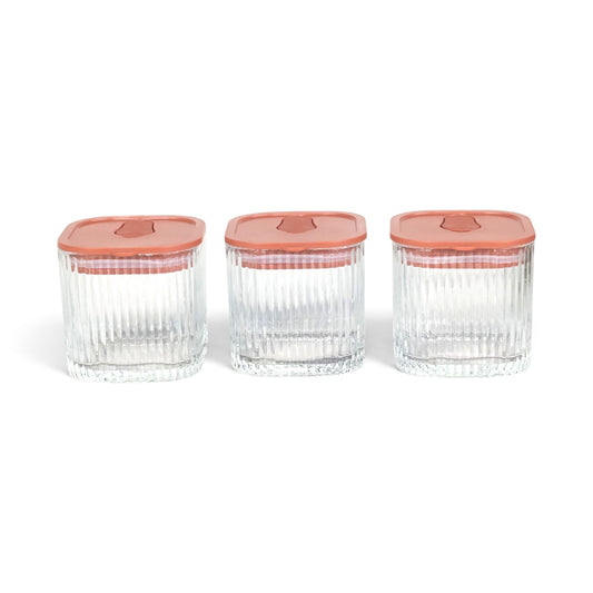3 Piece Glass Canister Set Clear