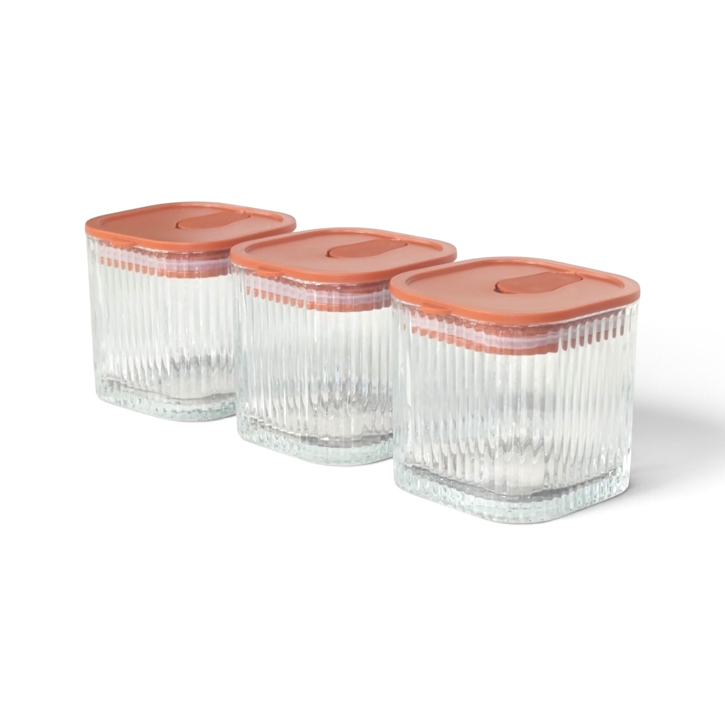 3 Piece Glass Canister Set Clear