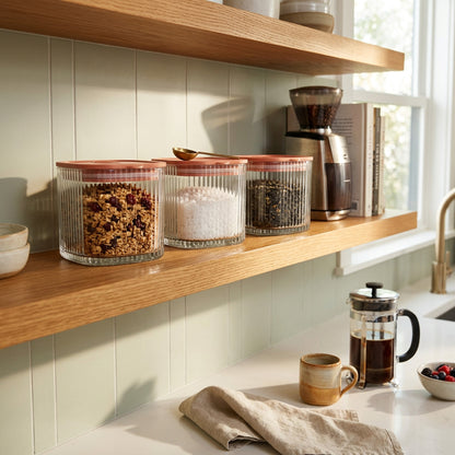 3 Piece Glass Canister Set Clear
