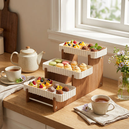 3 Tier Wooden Cake Stand Cream