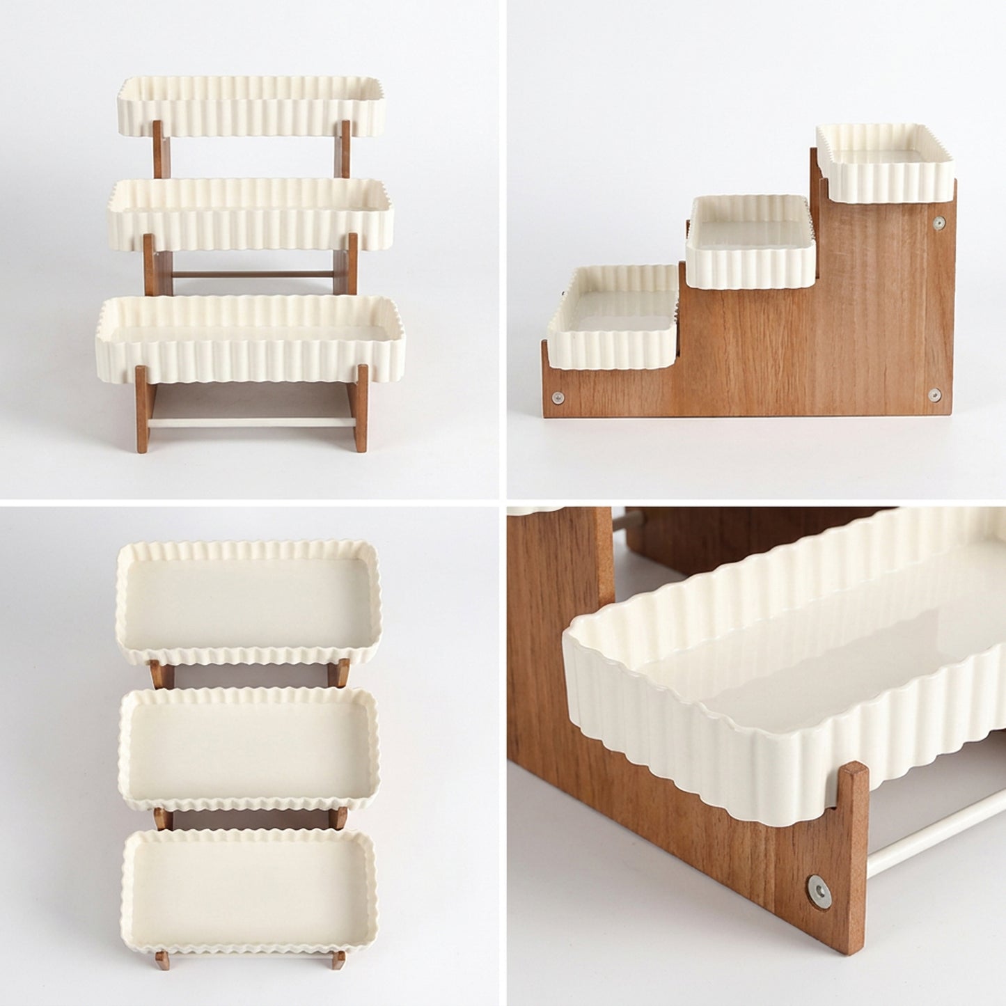 3 Tier Wooden Cake Stand Cream