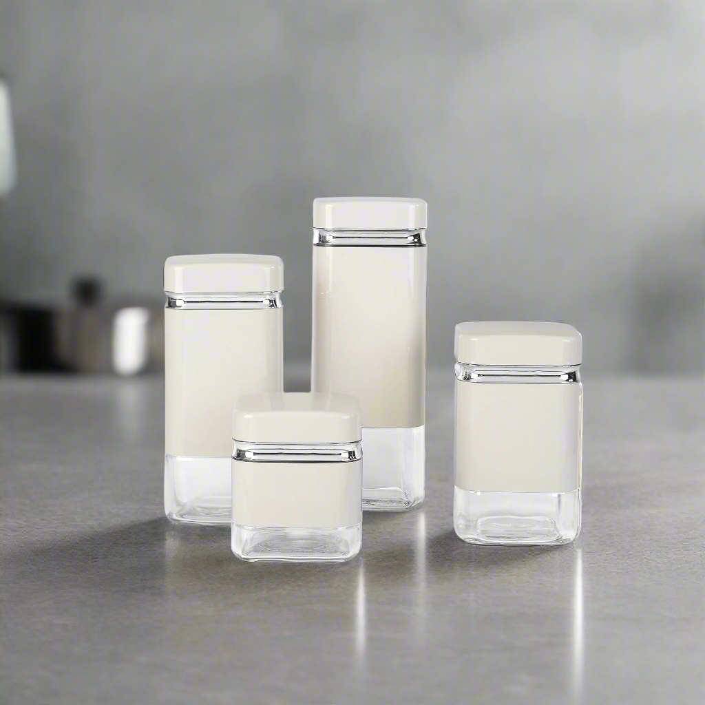 CH 4 Piece Square Canister Set Cream