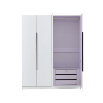 4 Door High Gloss Wardrobe White