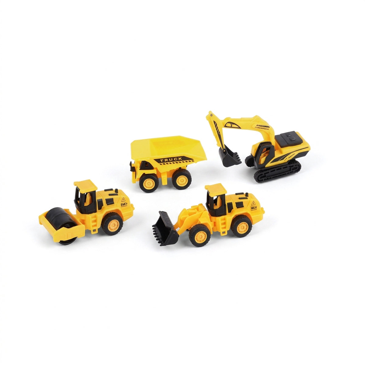 4 Piece 1:72 Pull Back Construction Vehicle Set Yellow
