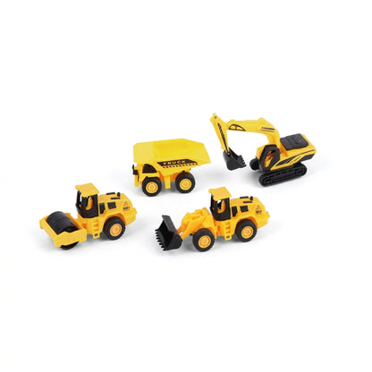 4 Piece 1:72 Pull Back Construction Vehicle Set Yellow